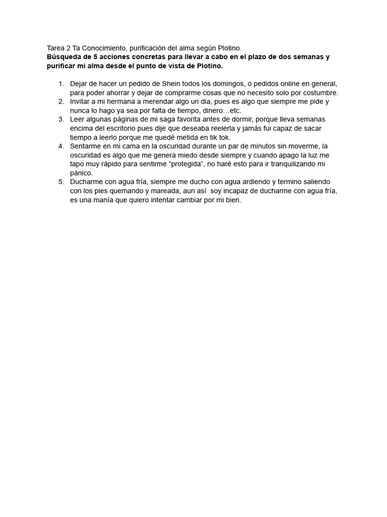 Tarea 2 Ta Conocimiento, Purificación Del Alma Según Plotino | PDF
