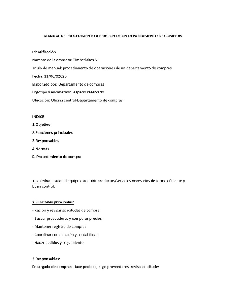 Manual de Procedimiento de Compra | PDF