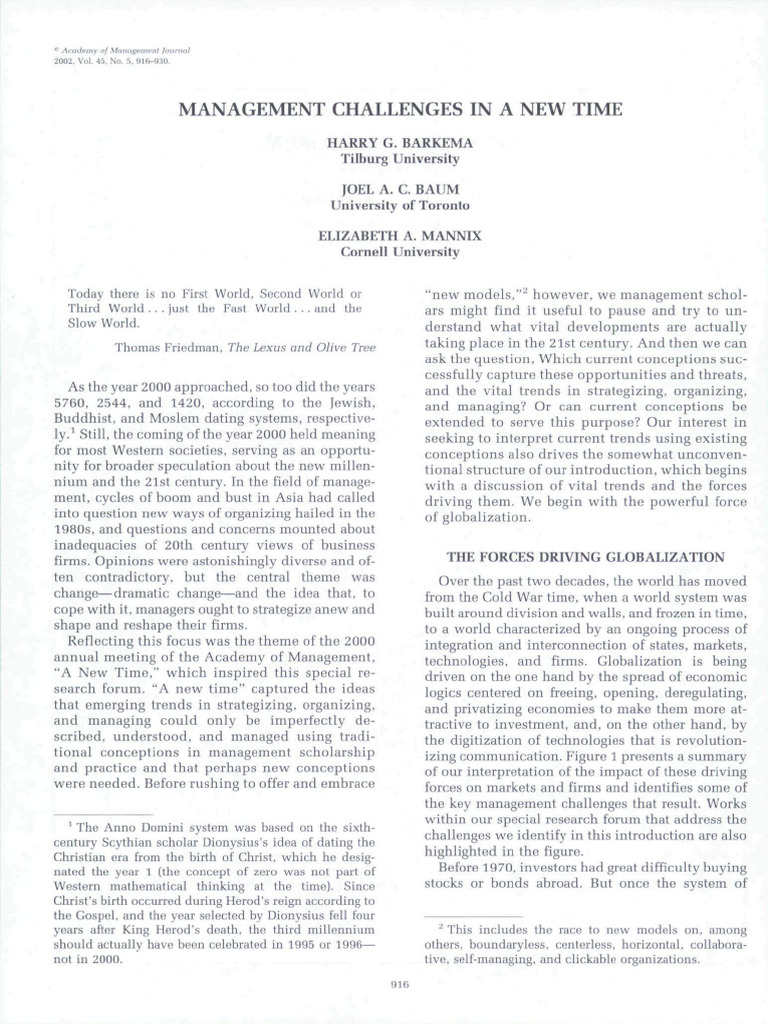 Management Challenges in A New Time | PDF | Globalization | Innovation