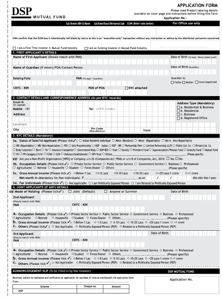 DSP Amc Form | PDF