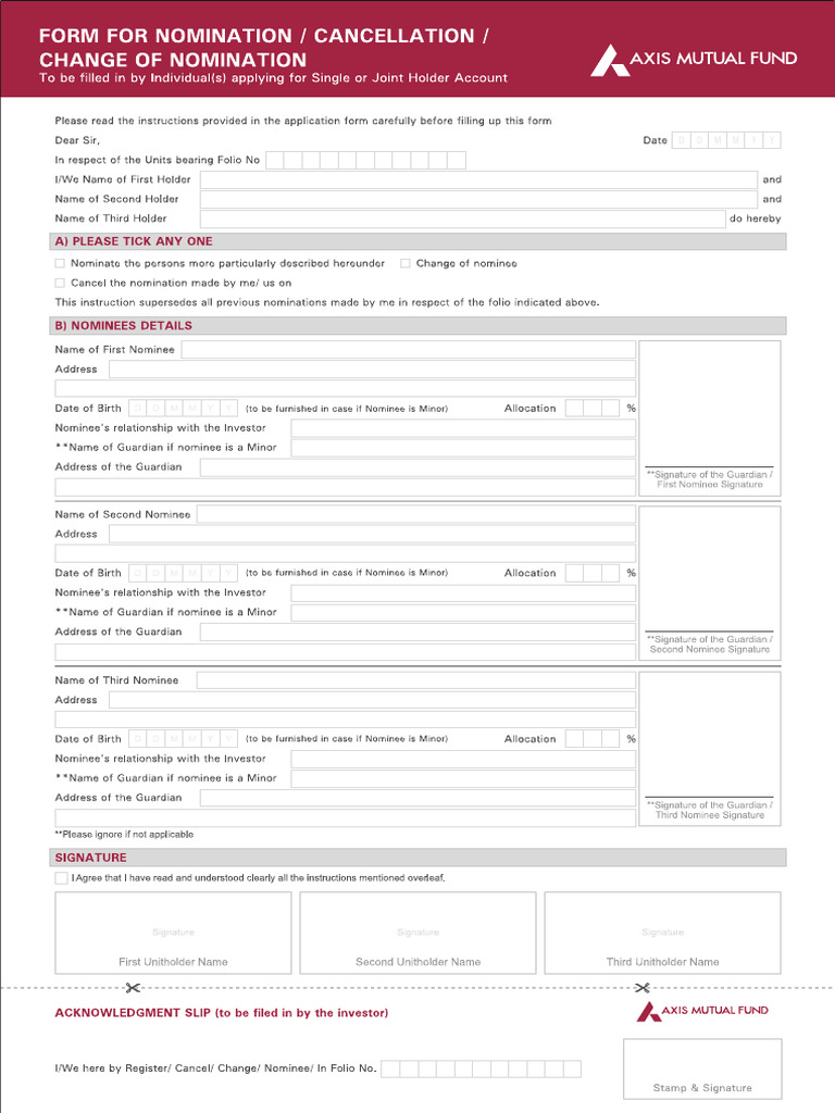 Axis Nominee Form | PDF