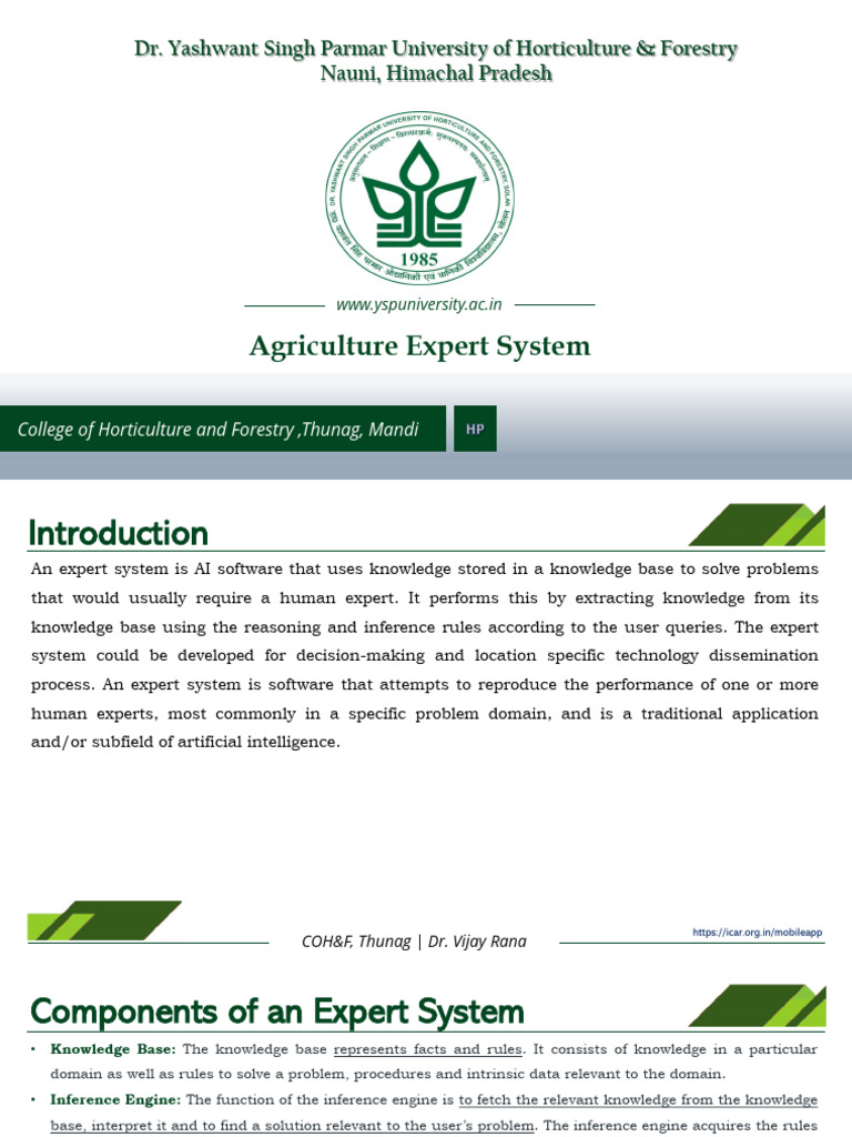 23) Agricultural Expert System | PDF | Knowledge | Inference