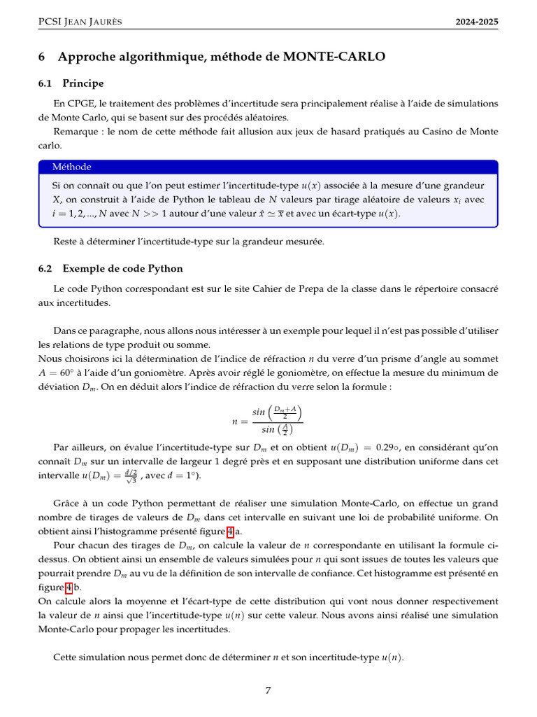 Incertitudes Fiche2 Monte Carlo | PDF | Méthode de Monte-Carlo | Loi de ...