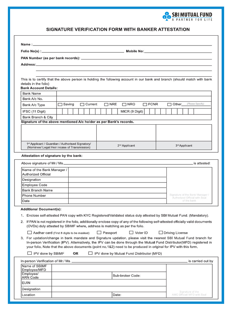 SBI Sign Verification Form | PDF