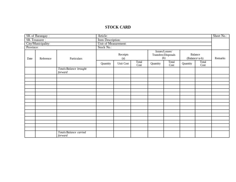 Stock Card | PDF