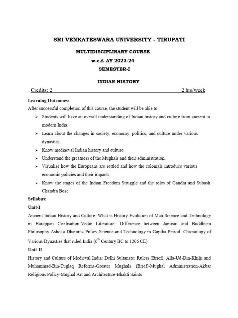 Multidisciplinary Course 1 3 Indian History | PDF | South Asia