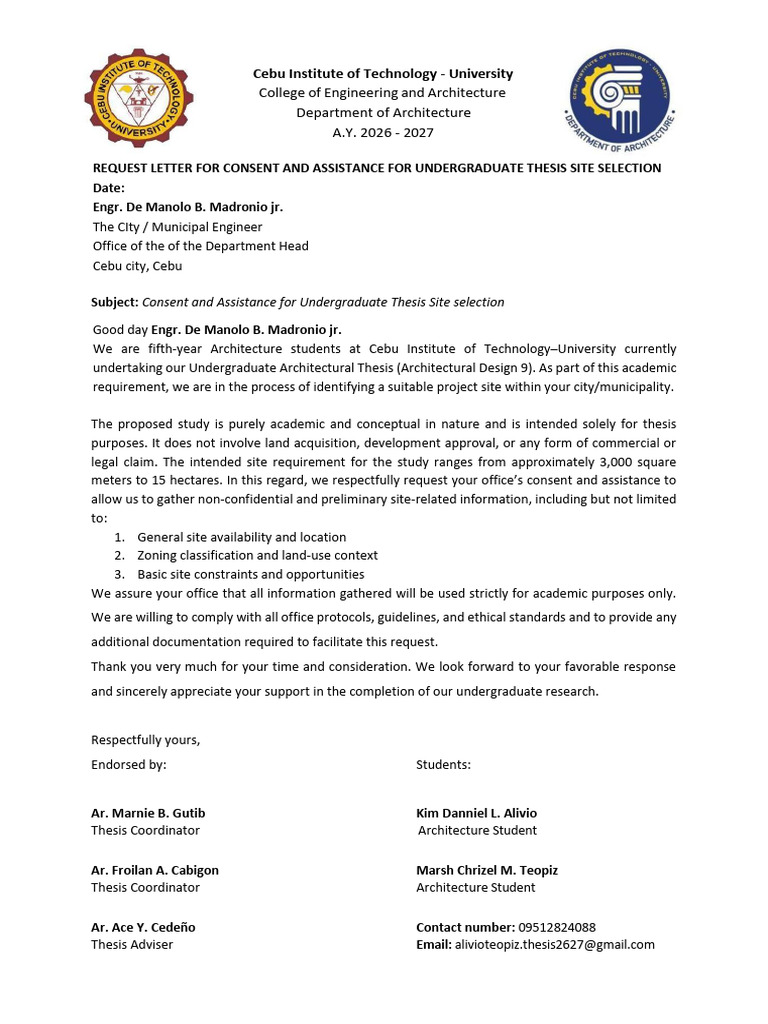 Request Letters For Engineering Offices | PDF | Thesis | Science