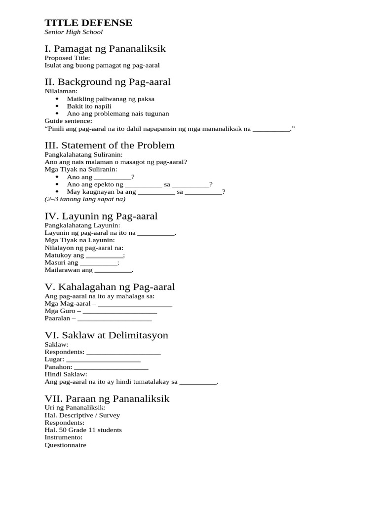 Title Defense Format | PDF