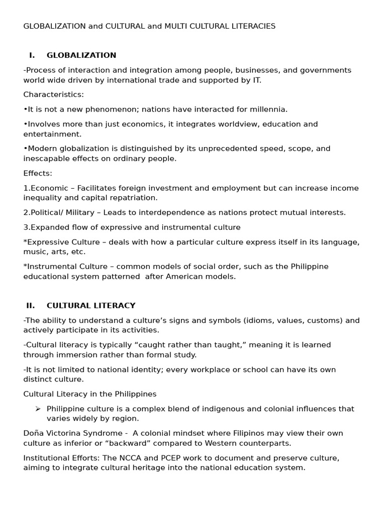 Globalization and Cultural and Multicultural Literacies | PDF ...