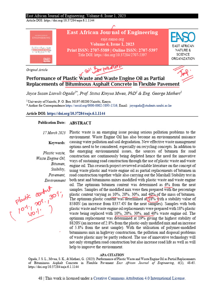 Plastic Waste and Waste Engine Oil As Partial | PDF | Road Surface ...