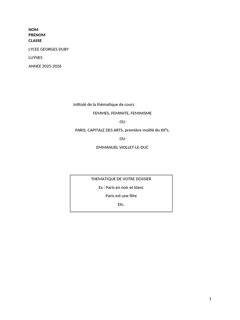 Dossier Type Bac Oral | PDF