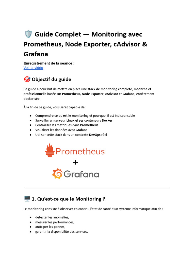 ? Guide Complet - Monitoring Avec Prometheus, Node Exporter, Cadvisor ...
