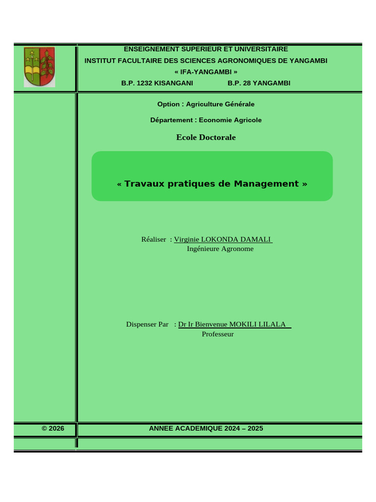 TP VL Management | PDF | Agronomie