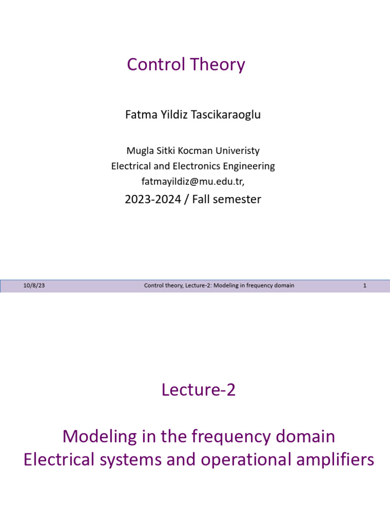 Control Theory Lecture 2 | PDF | Electrical Network | Electrical Impedance