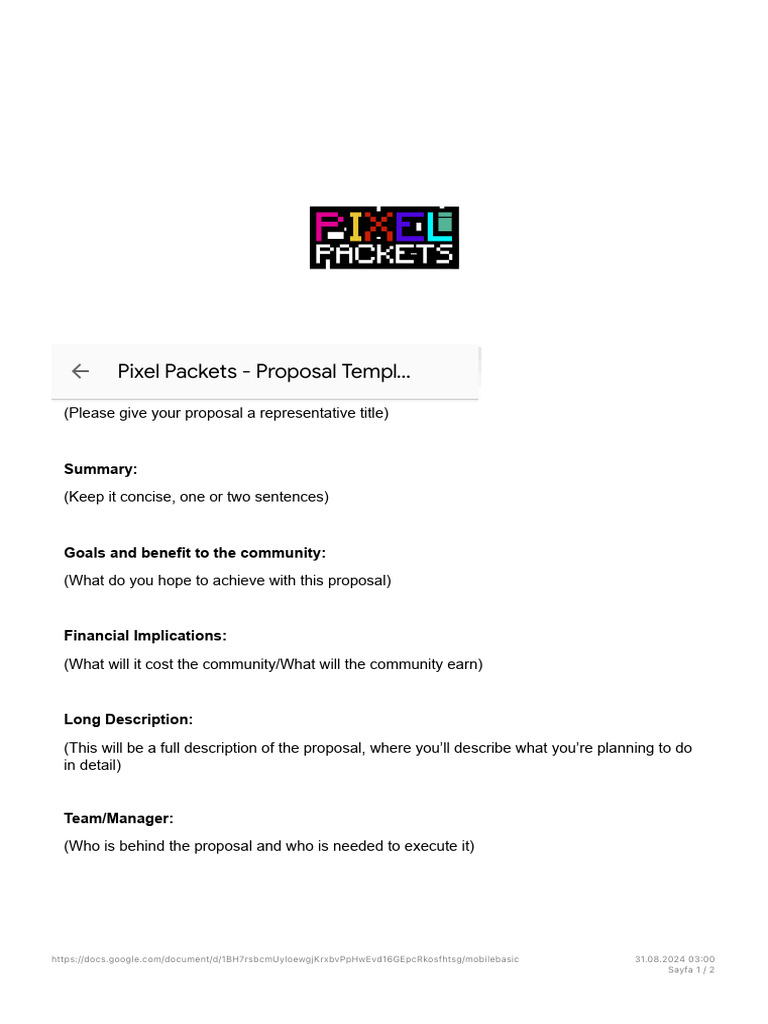 Pixel Packets - Proposal Template | PDF