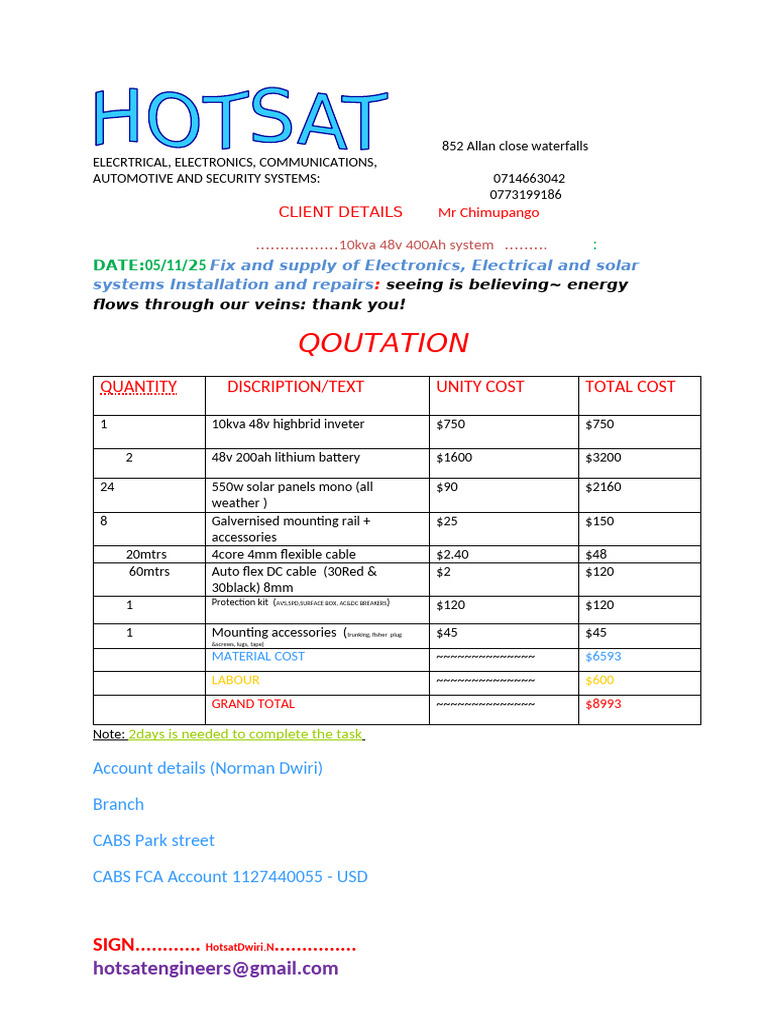 10kva Solar System Fix and Supply | PDF | Photovoltaic System ...