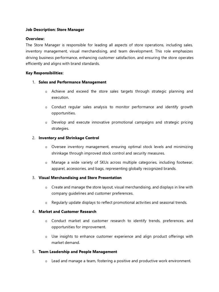 MAA ID Store Manager - JD | PDF | Inventory | Customer Experience