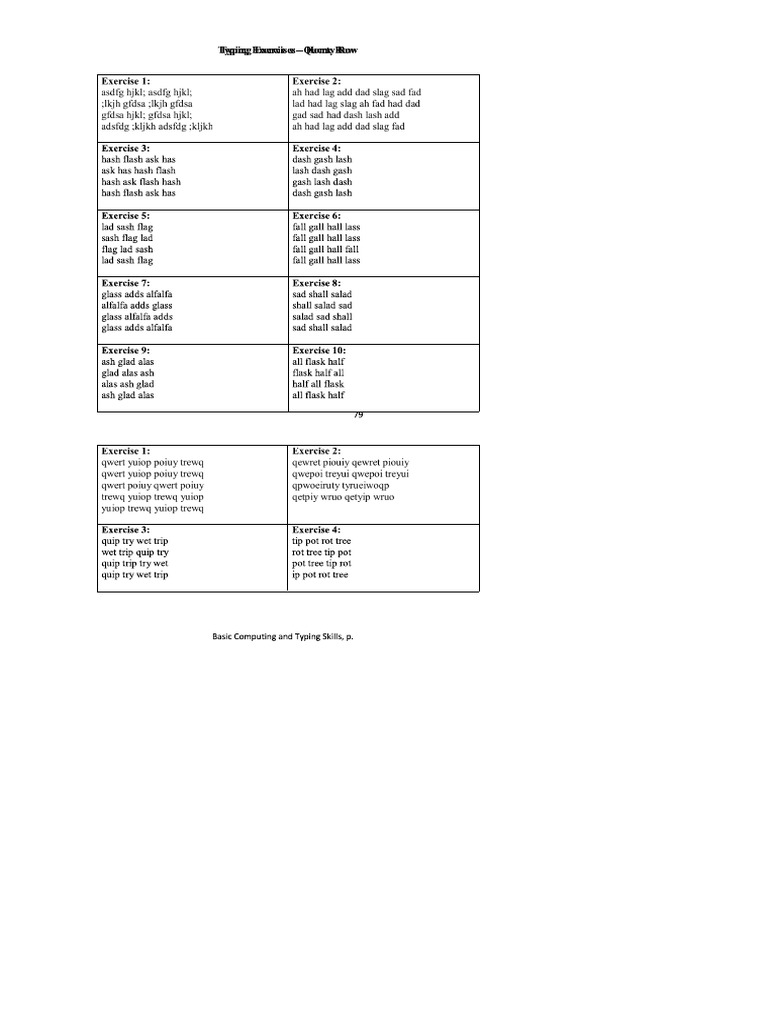 Typing Exercise | PDF