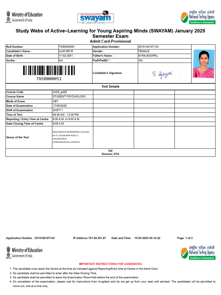 Swayam January 2025 Semester | PDF | Identity Document