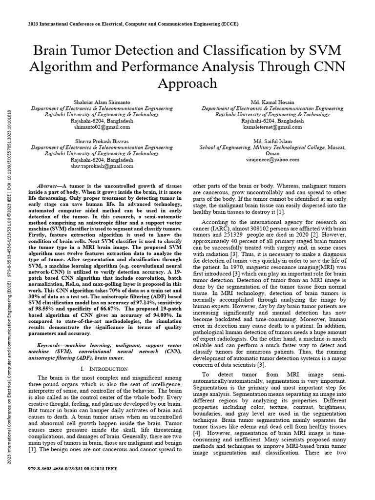Brain Tumor Detection and Classification by SVM Algorithm and ...