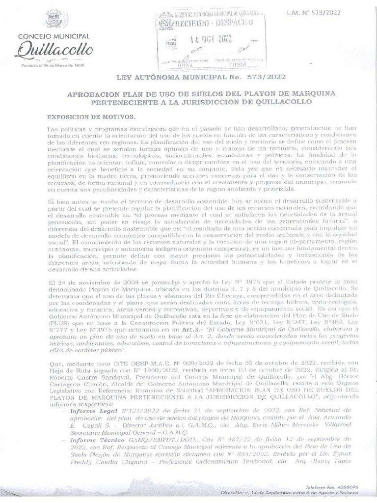Ley No 573 Marquina | PDF