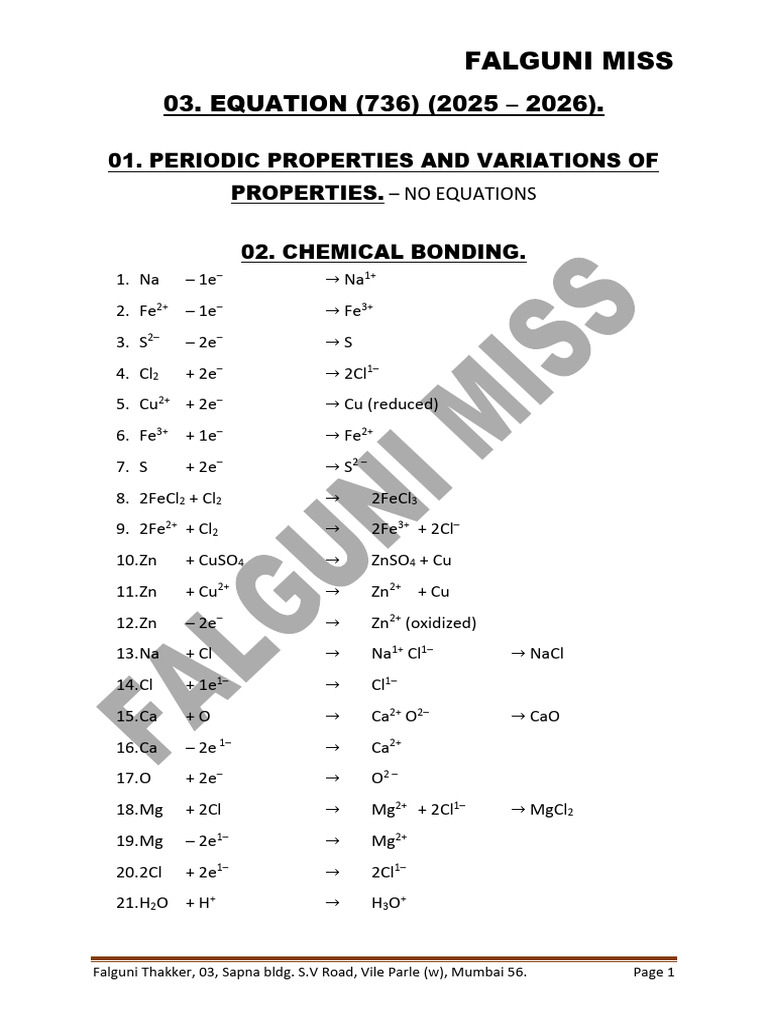 X Chem Master Key Equations 25 - 26 | PDF