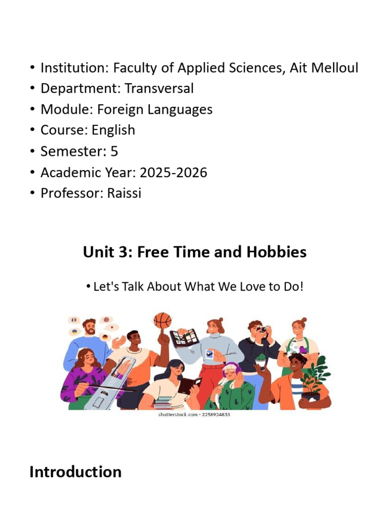 Unit 3 Free Time and Hobbies | PDF | Hobbies | Verb