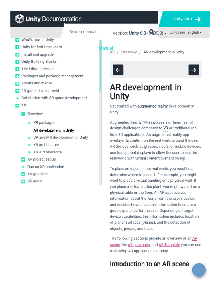Unity - Manual - AR Development in Unity | PDF | Augmented Reality ...