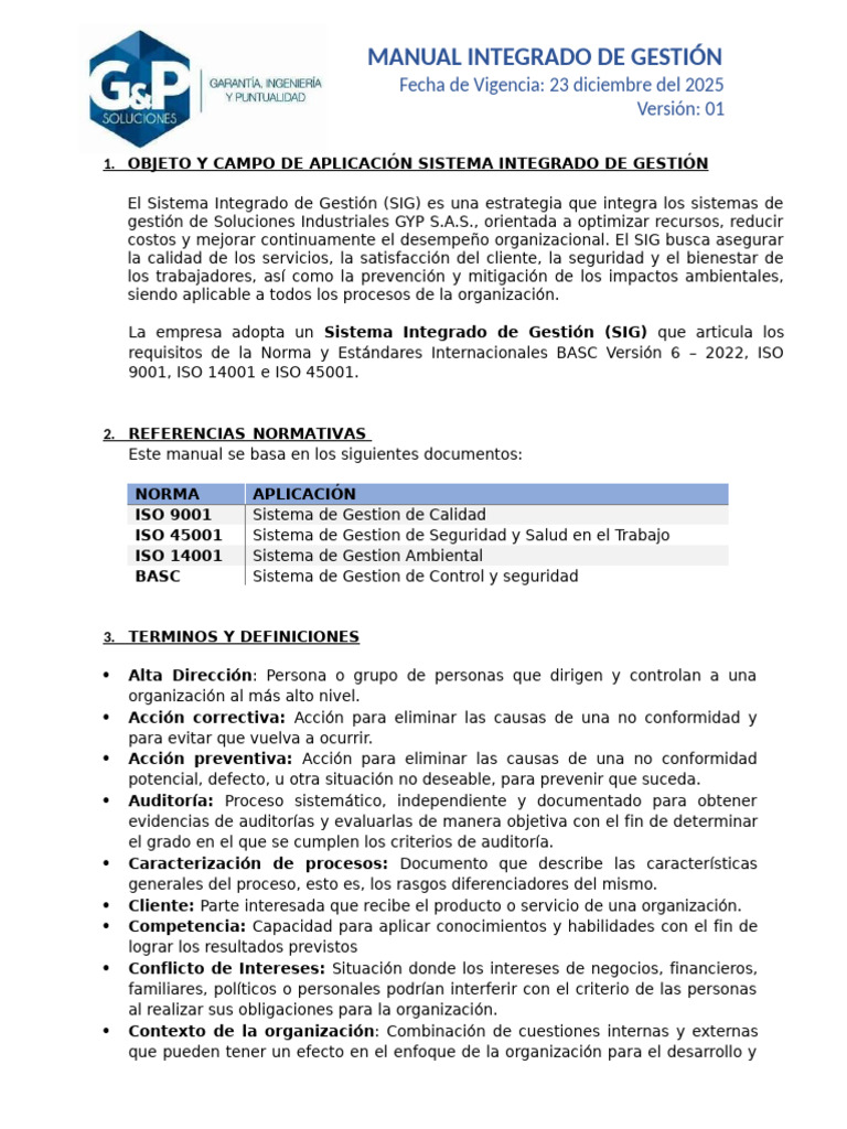 Manual Integrado de Gestion | PDF | Sistema de manejo de calidad ...