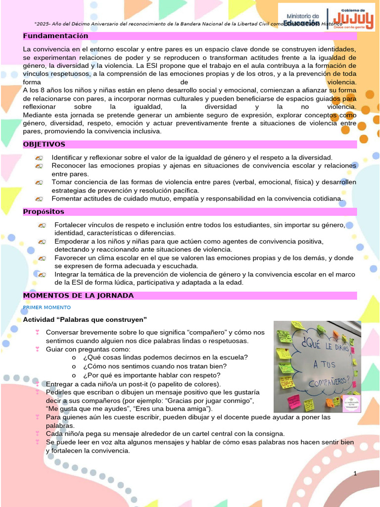 Jornada de Prevencion Contra La Violencia Escolar | PDF | Las emociones ...