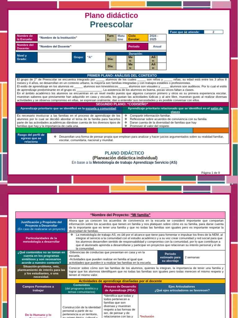 Proyecto Mi Familia | PDF | Aprendizaje | Educación de la primera infancia