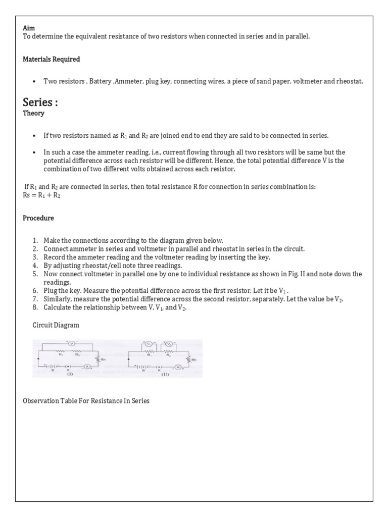 R in Series and Parallel New | PDF | Series And Parallel Circuits ...