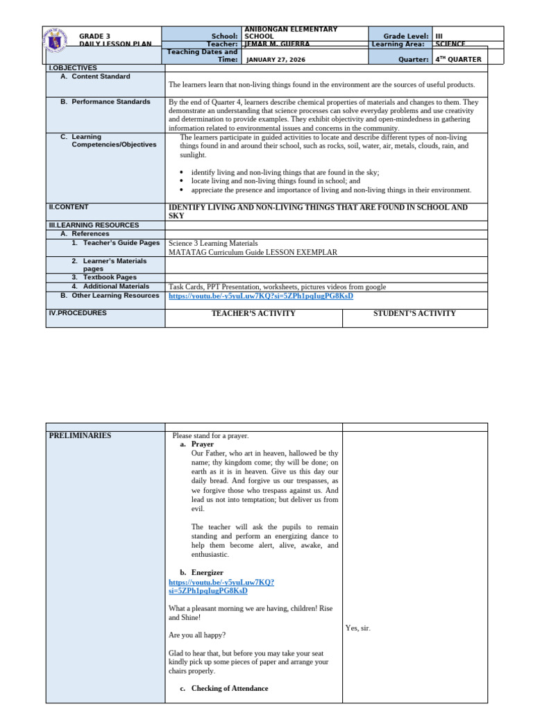 DLP - Science Demo Teaching 1 | PDF