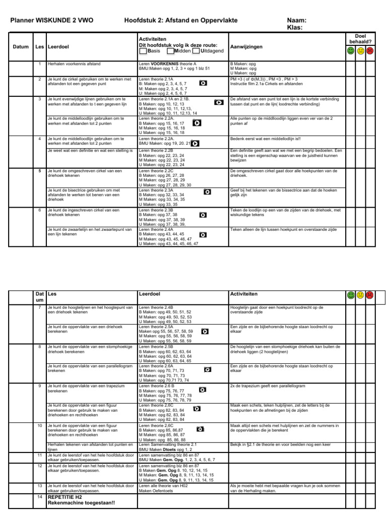 H02 Planner 2VWO 2526 | PDF