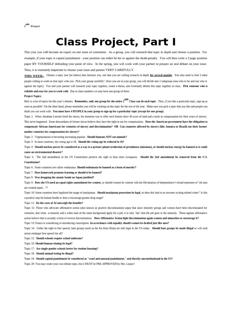 Project Description Part I 2026 | PDF | Argument | Thesis