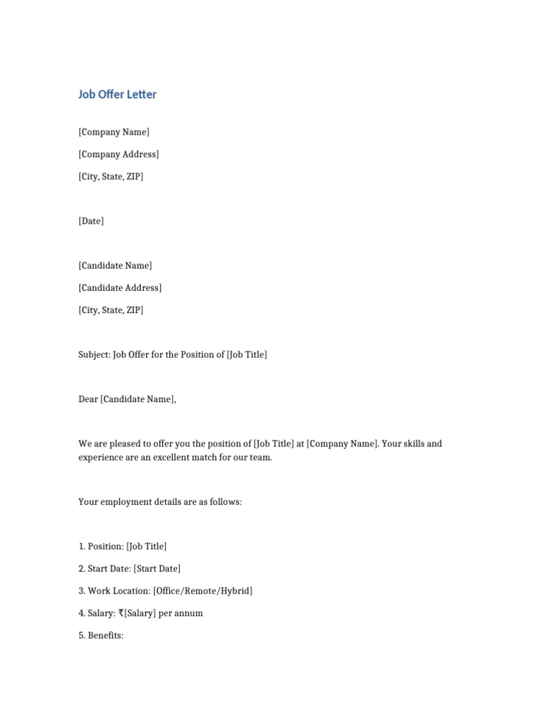 Job Offer Letter | PDF