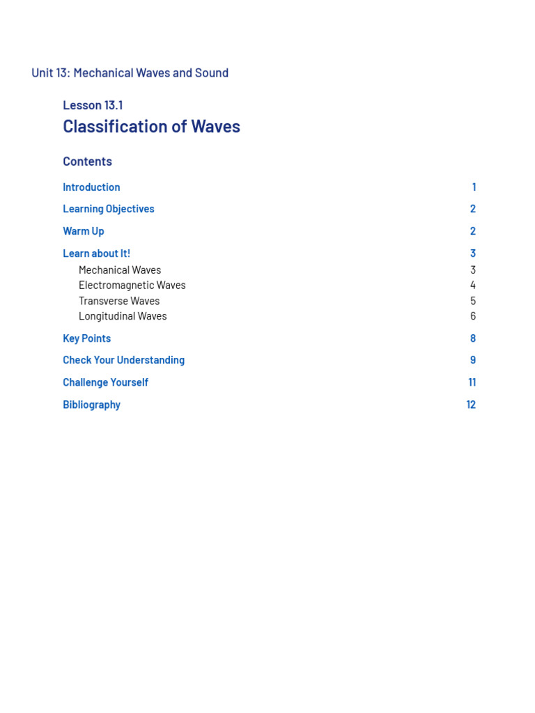 Topic 01 - Classification of Waves | PDF | Waves | Sound