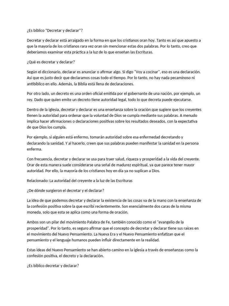 Es Bíblico Declarar | PDF | Oración | Libro de trabajo