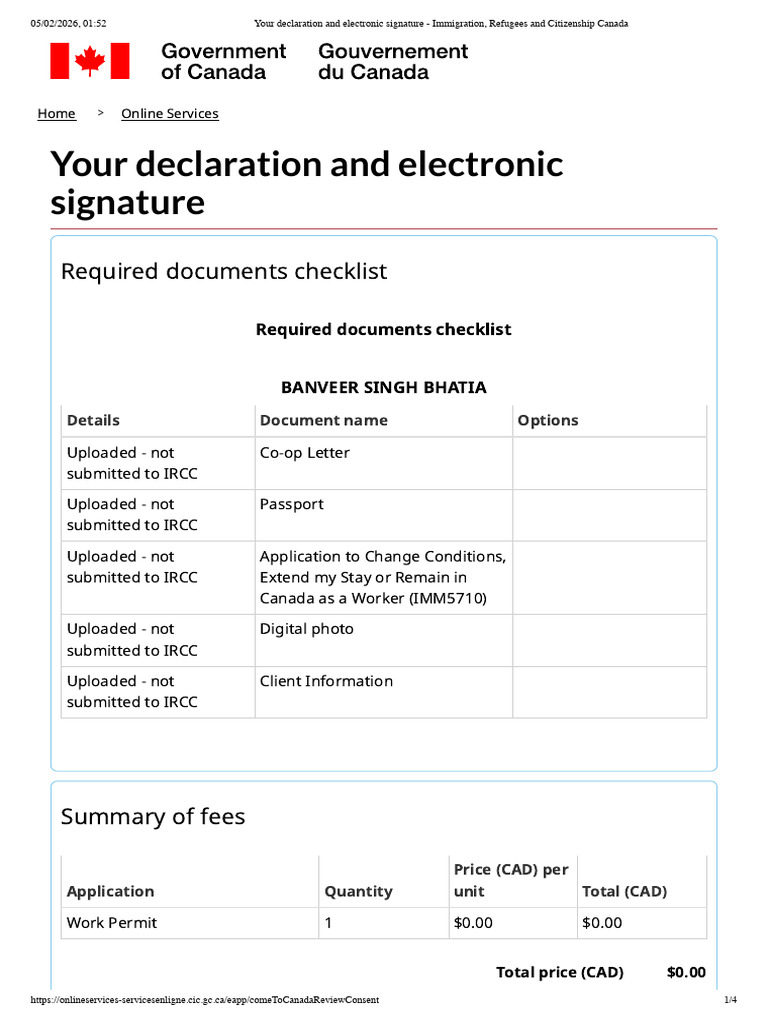 Your Declaration and Electronic Signature - Immigration, Refugees and ...