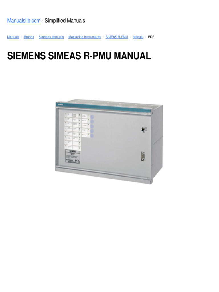 Siemens Simeas R-Pmu Manual: - Simplified Manuals | PDF | Electric ...