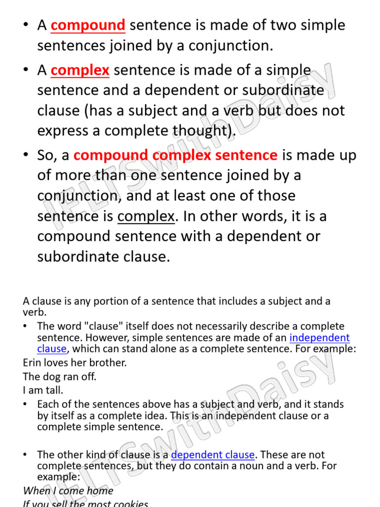 Compound Complex Sentences | PDF | Sentence (Linguistics) | Language ...