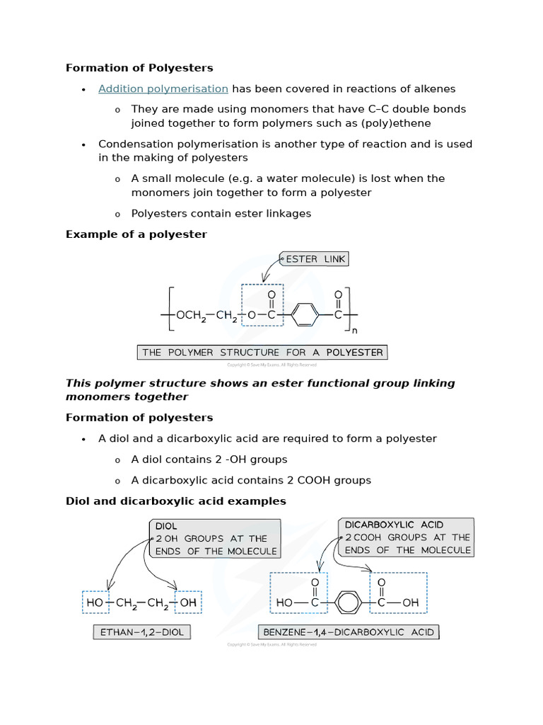 Formation of Polyesters-Polymers | PDF | Polyester | Polymerization