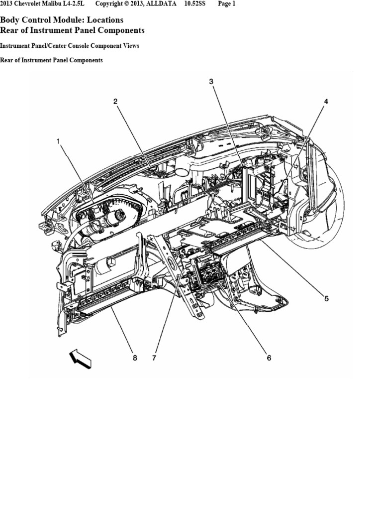 Body Control Module: Locations Rear of Instrument Panel Components | PDF