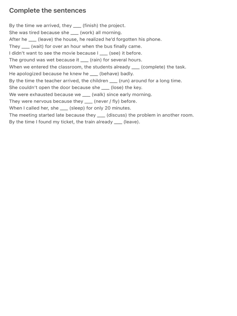 Complete The Sentences | PDF