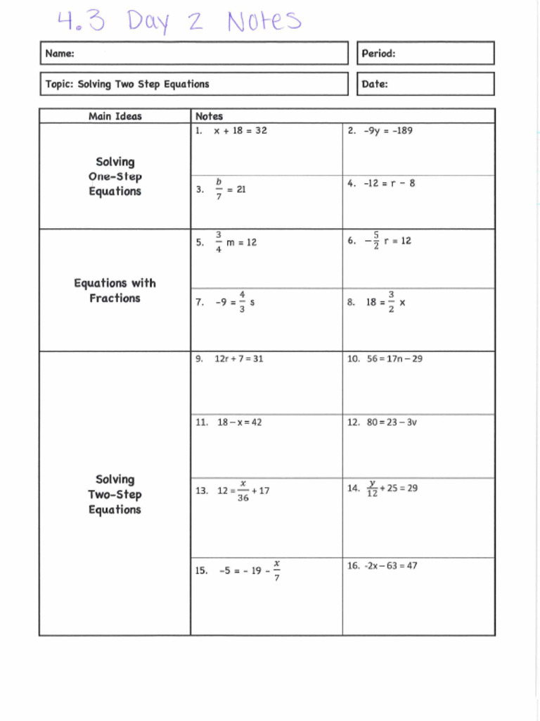 4.3 Day 2 Notes and Assignment | PDF