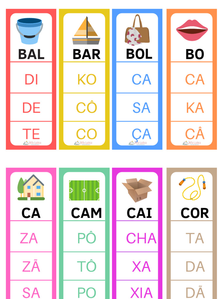 Tirinhas de Marcação (Colors) Sílaba Final Das Palavras | PDF