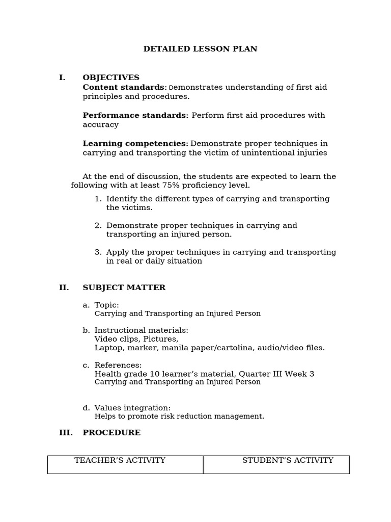 Health Lesson Plan 9 3rd | PDF | Lesson Plan