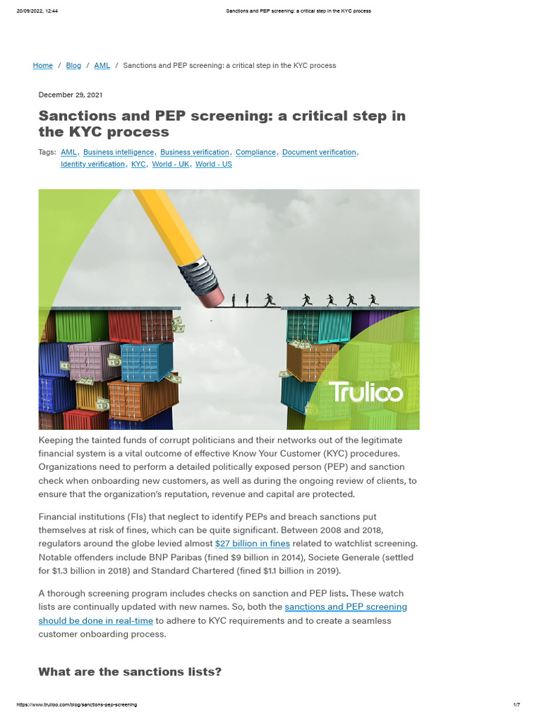 Sanctions and PEP Screening - A Critical Step in The KYC Process | PDF ...