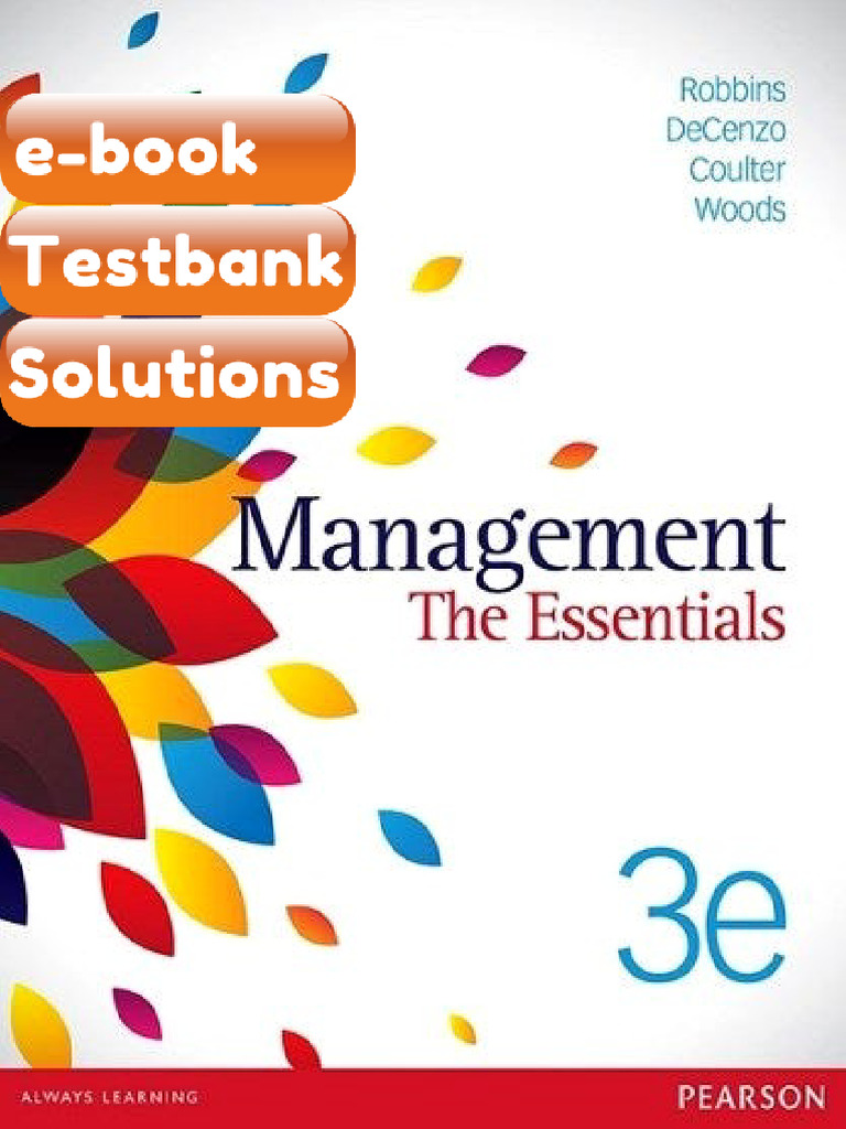 Testbank Management the Essentials 3rd Edition by Stephen Robbins E ...
