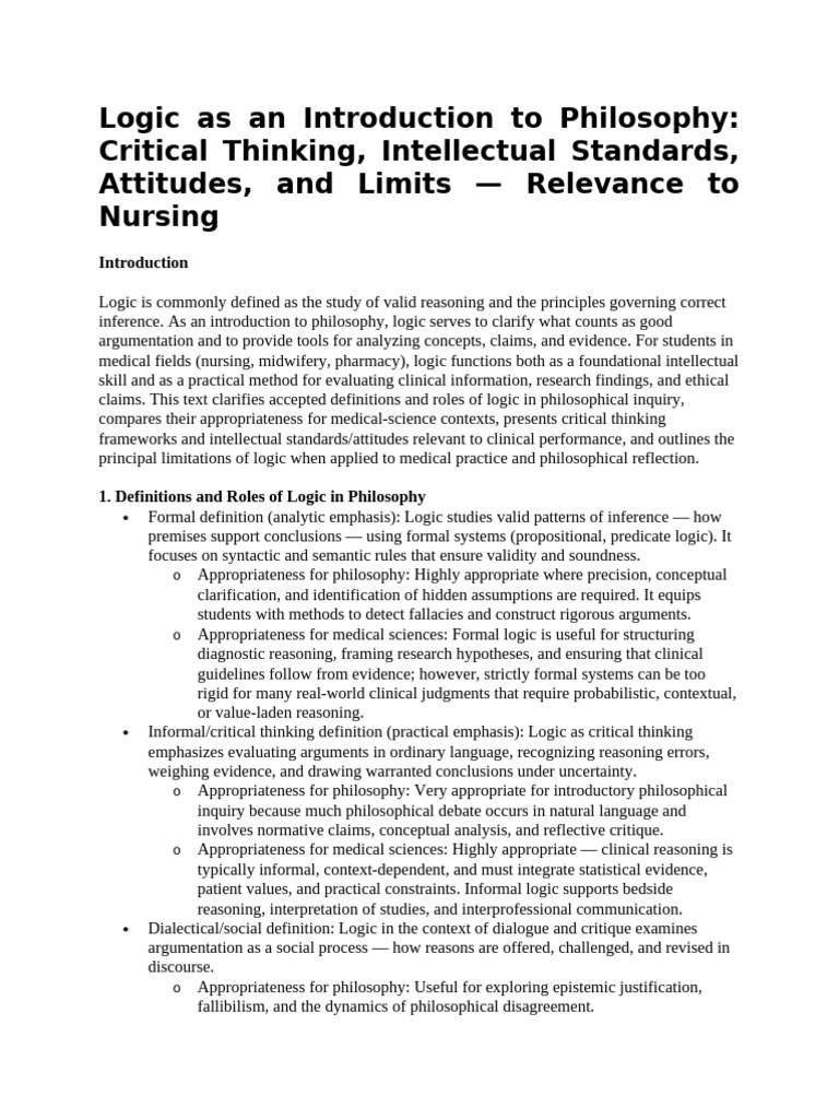 Logic As An Introduction To Philosophy | PDF | Logic | Critical Thinking